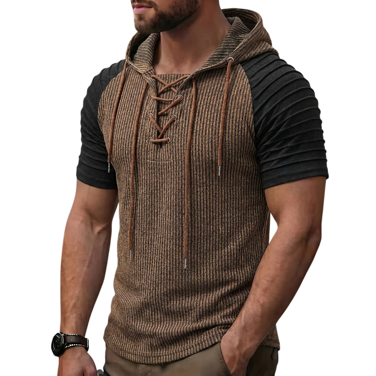 Men's Drawstring Hooded Shirt