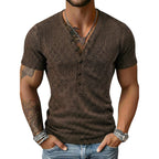 Men’s Ribbed Knit Button-Up V-Neck