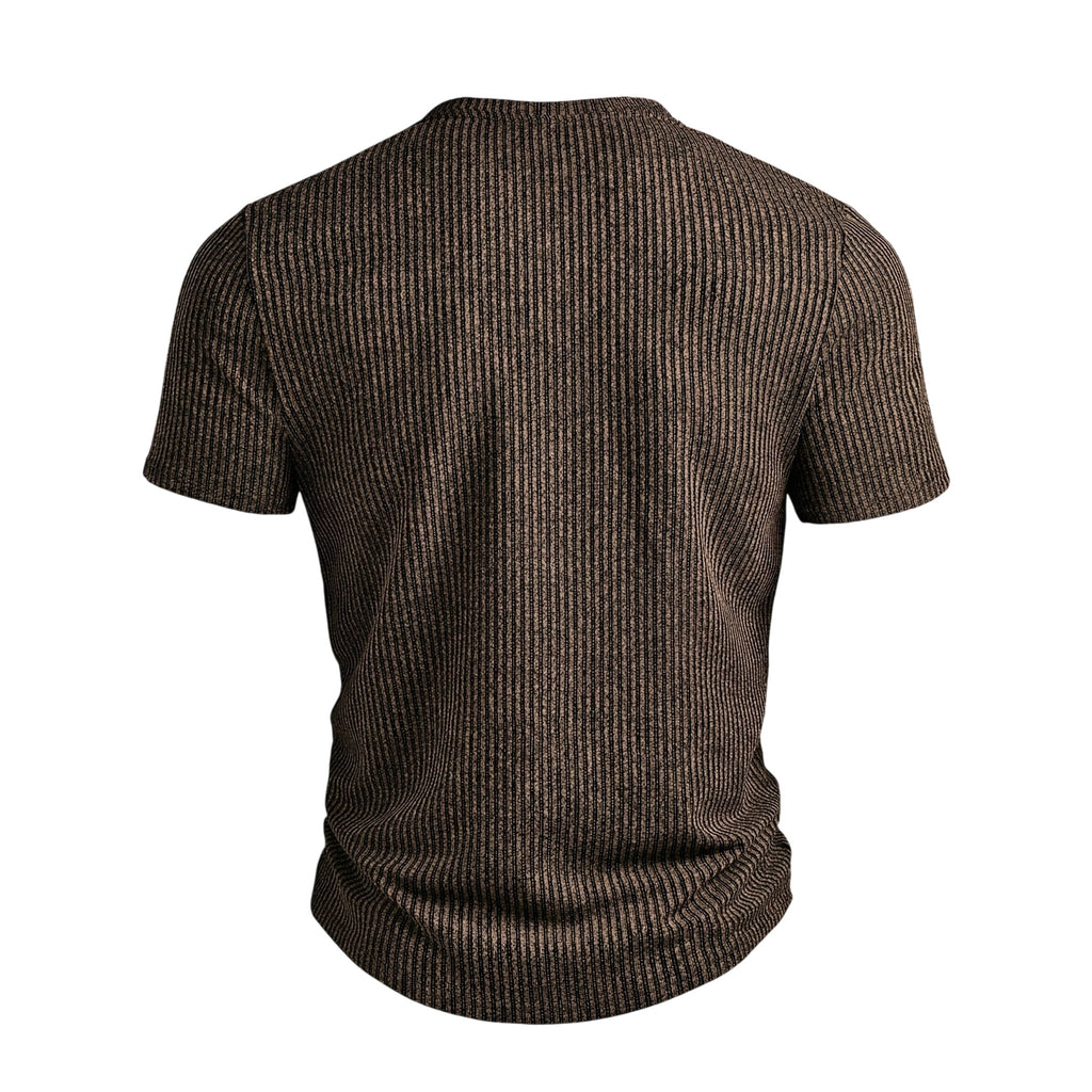 Men’s Ribbed Knit Button-Up V-Neck