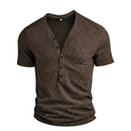 Men’s Ribbed Knit Button-Up V-Neck