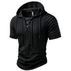 Men's Textured Hooded Short-Sleeve Shirt