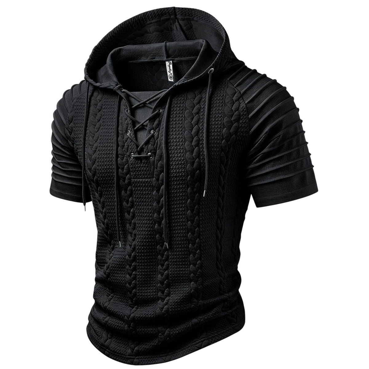 Men's Textured Hooded Short-Sleeve Shirt